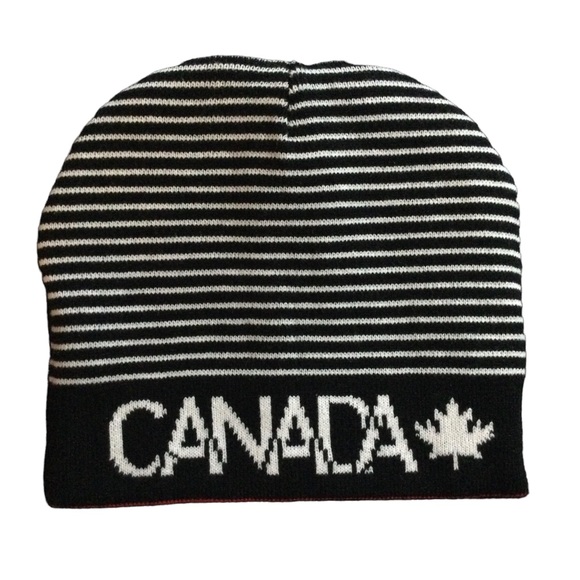 ✅ X2 BRAND NEW WITH TAG Canada Maple Leaf Red Reversible Winter Hat/Toques/Tuque - Picture 6 of 11